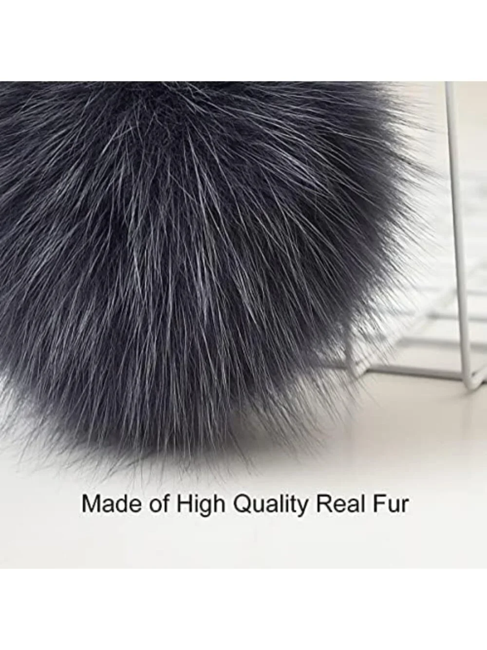Fluffy Real Fox Fur Pompom Keychain - Large Furry Bag Charm Accessory
